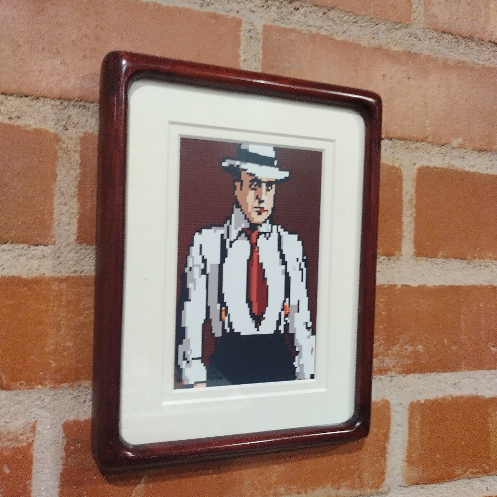 8 Bit Mafia Boss Al Capone Framed Mini Art Print lo-fi Pixel Art